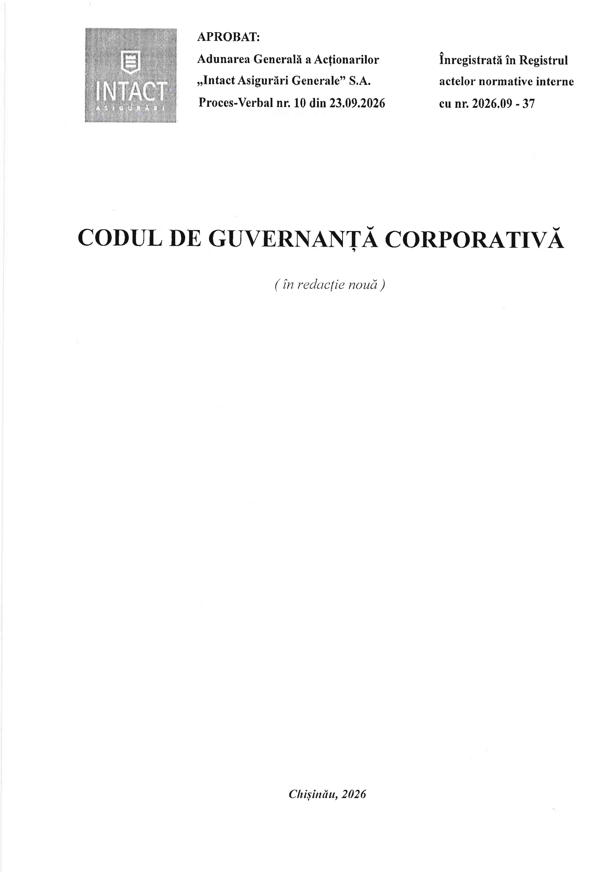 Cod de guvernanță corporativă în redacția 2026